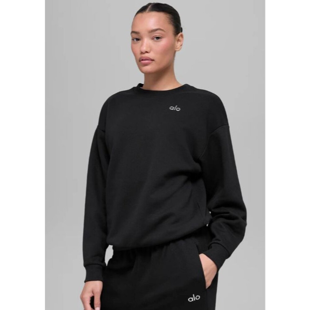 Alo Accolade Crewneck Sweatshirt Streetwear Black - New - Picture 3 of 5